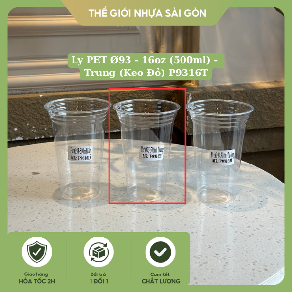 PET Ø93 - 16oz (500ml) - Trung (Keo Đỏ) - P9316T