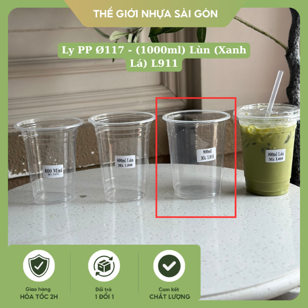 Ly PP Ø117 - (1000ml) Lùn (Xanh Lá) Mã L911
