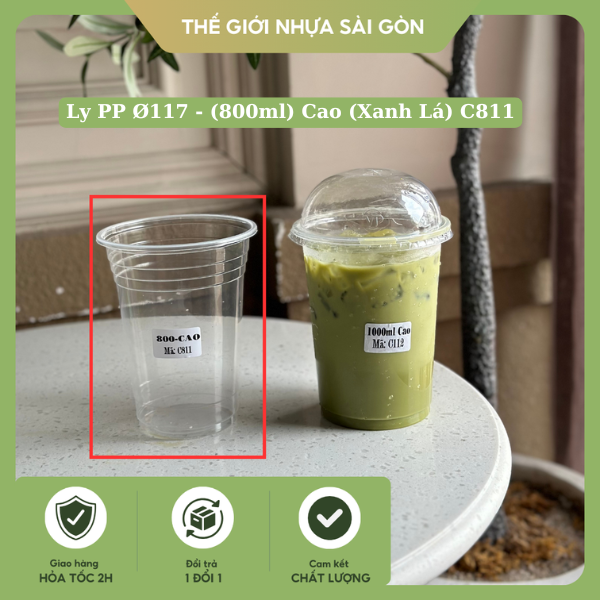 Ly PP Ø117 - (800ml) Cao (Xanh Lá) Mã C811