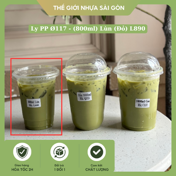 Ly PP Ø117 - (800ml) Lùn (Đỏ)	L890